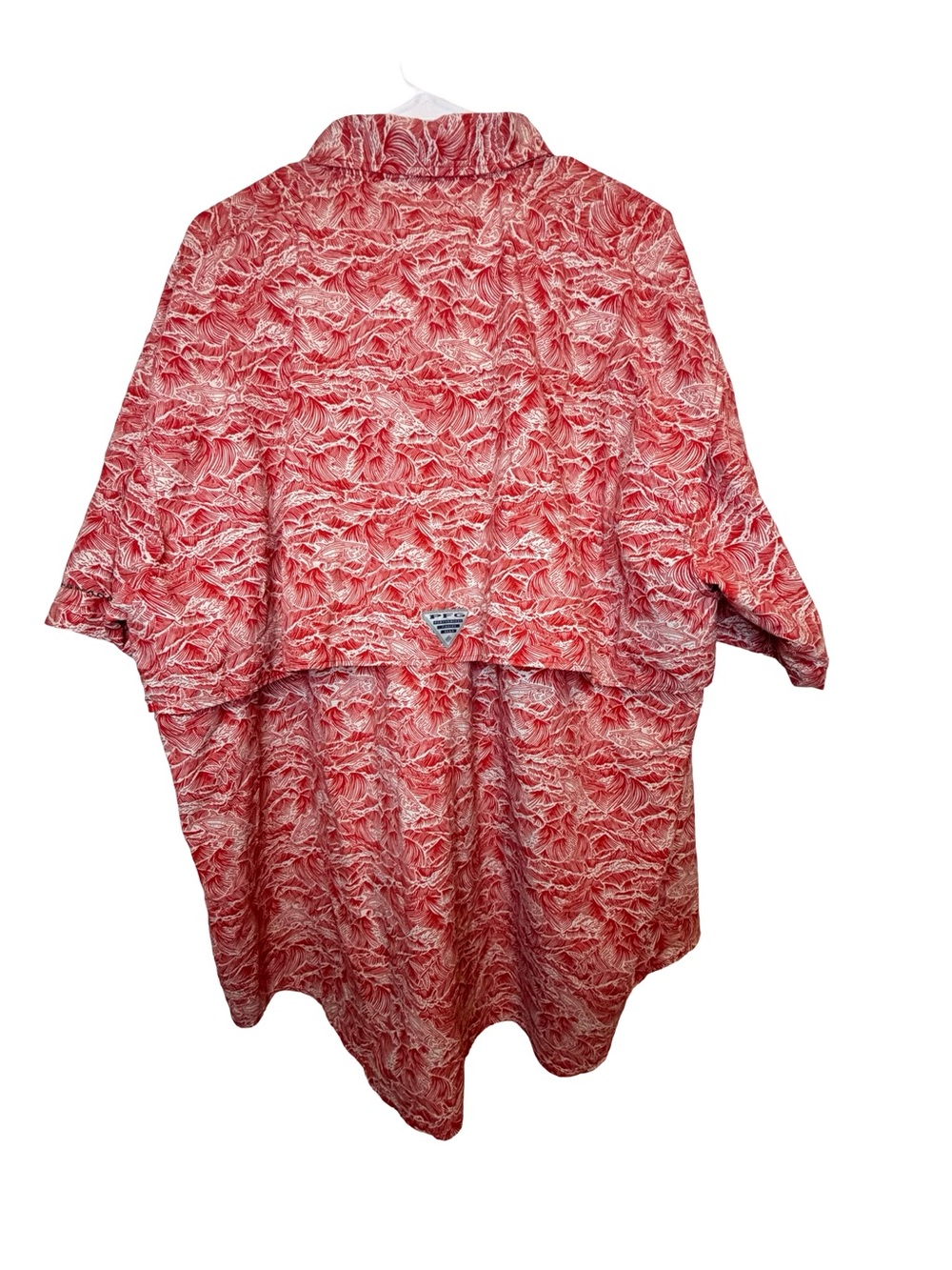 Columbia PFG Super Bahama Fishing Shirt Red Wave Print Omni-Shade Mens XXL - Picture 5 of 6